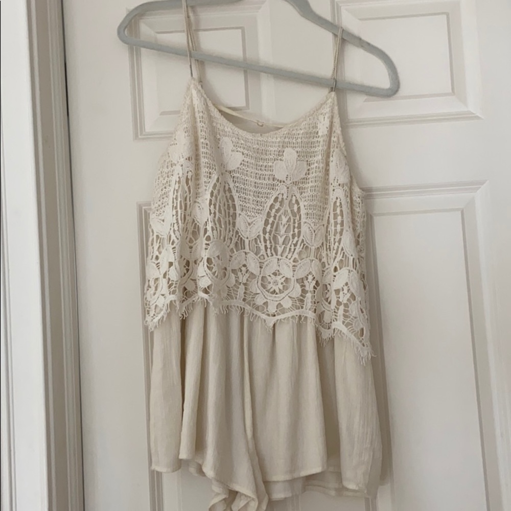 Cream lace romper